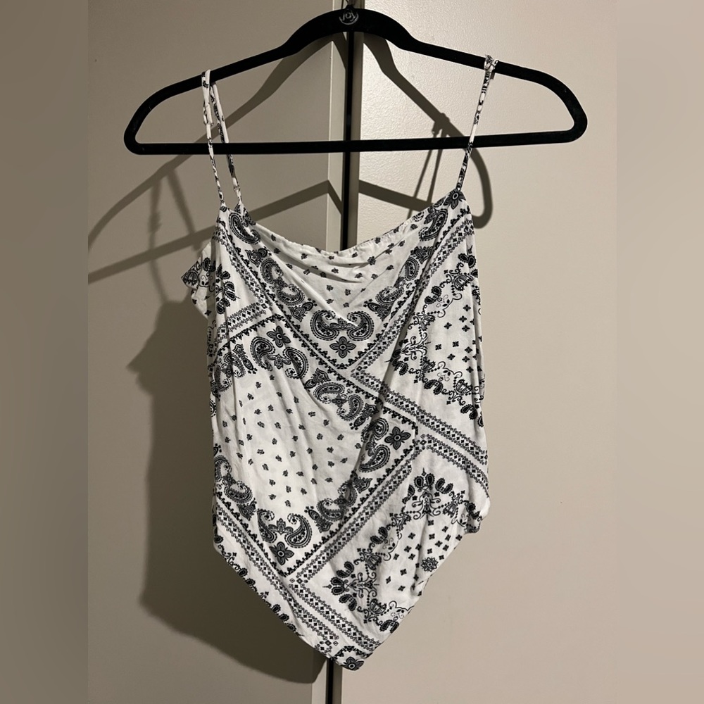 White & Black Bandana Top